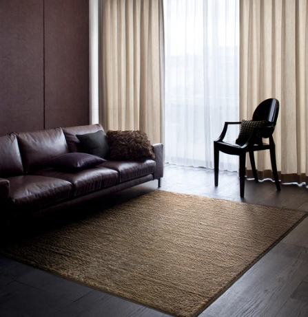 大地色系地毯：质朴编织纹理的空间协调感