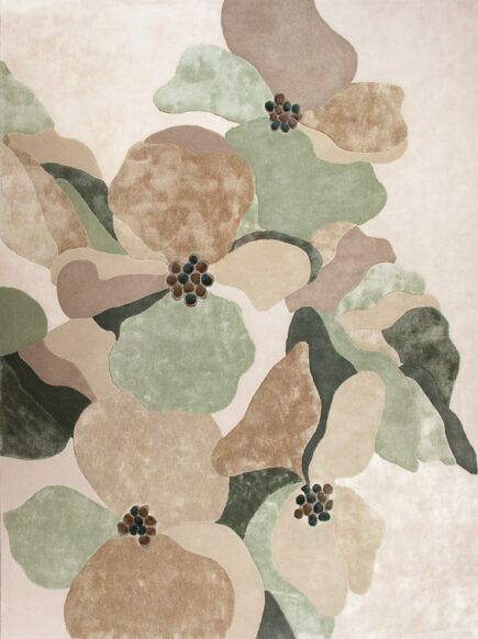 淡粉底花植地毯：柔调色彩里的舒展肌理