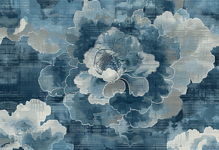 蓝调花影：地毯上的静谧艺术之韵