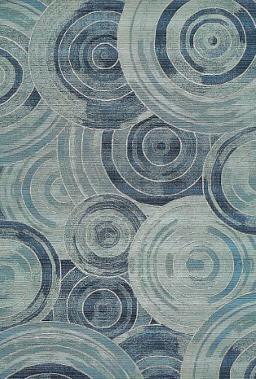 蓝调漩涡：编织质感下的几何韵律地毯设计